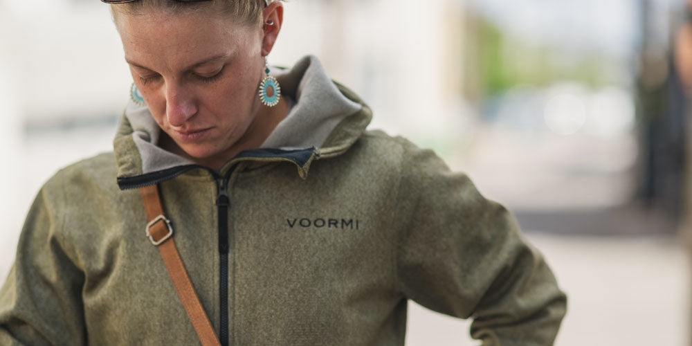 Woman leaving work and heading to the outdoors